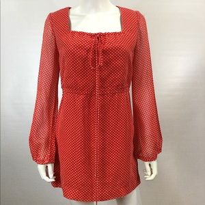 Vintage Red Mini Dress with White Polka Dots